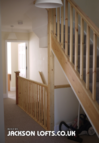 Terrace house loft conversion staircase with storage built by Jackson Lofts, Brighton