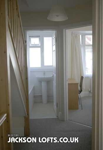 Room divided to add additional bathroom built by Jackson Lofts