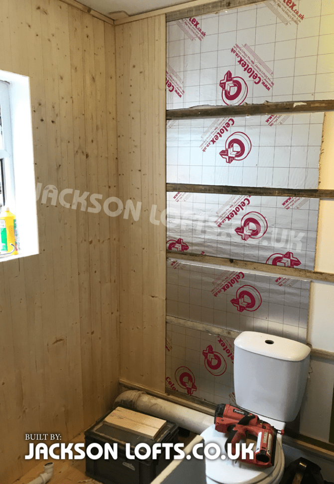 Insulating bathroom walls to stop condensation and mildew built by Richard Jackson Carpenter